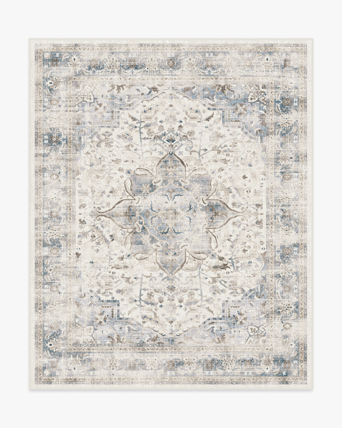 Sarrah — Halı, Quartz Mavi, AREA, beyaz zemin, 8x10