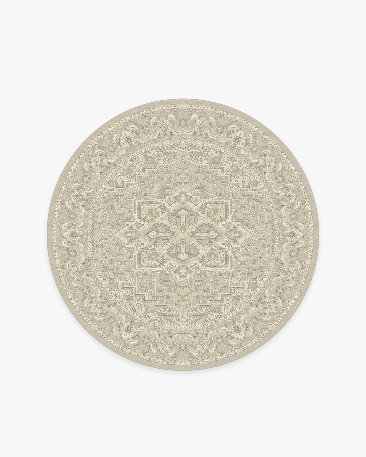 Hendesi Heriz — Halı, Krem, ROUND, beyaz zemin, 6R