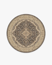 Adeline — Halı, Koyu Ahşap, ROUND, beyaz zemin, 6R