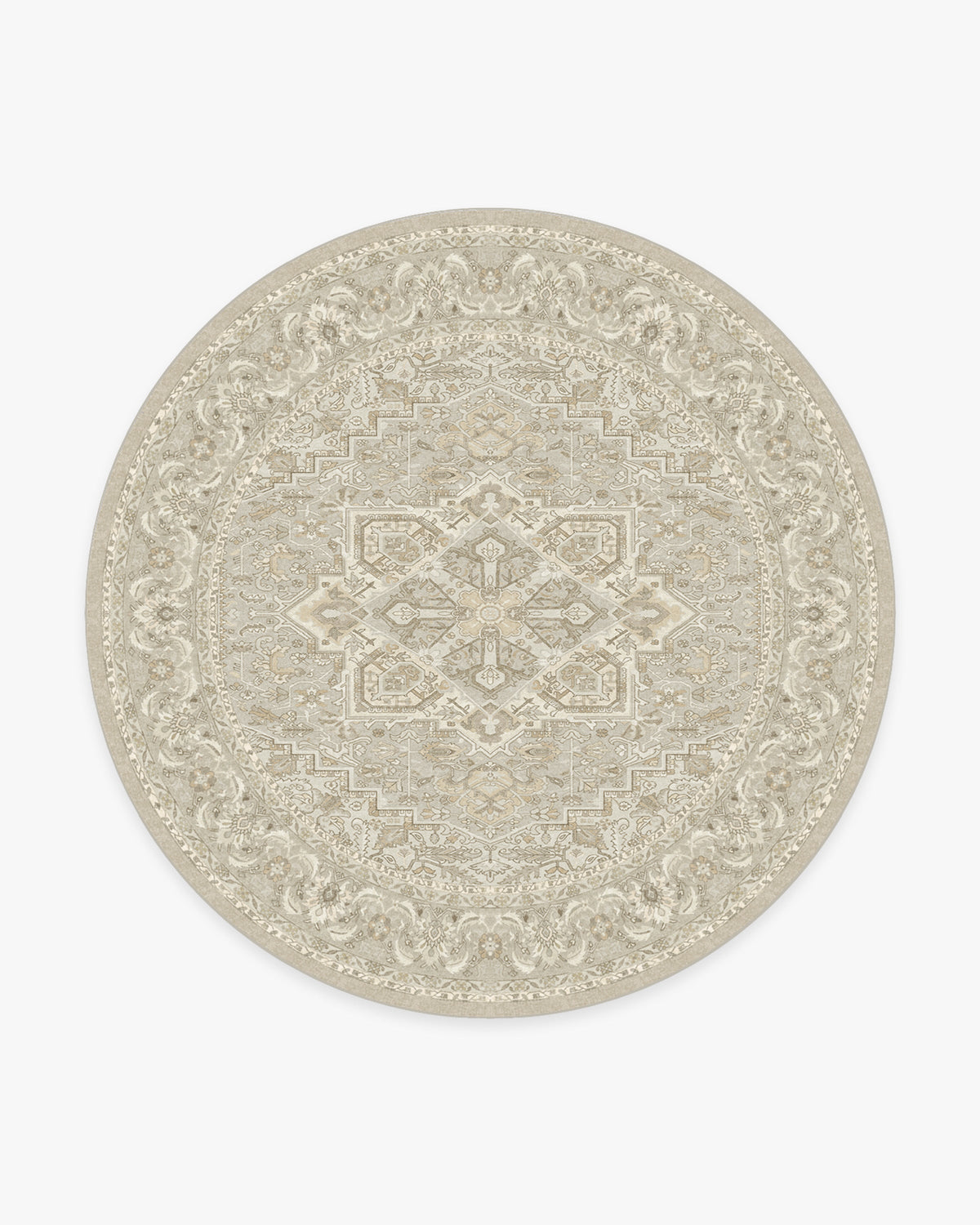 Hendesi Heriz — Halı, Krem, ROUND, beyaz zemin, 8R
