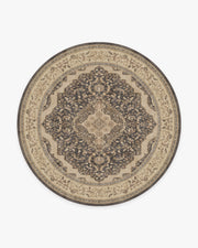 Adeline — Halı, Koyu Ahşap, ROUND, beyaz zemin, 8R