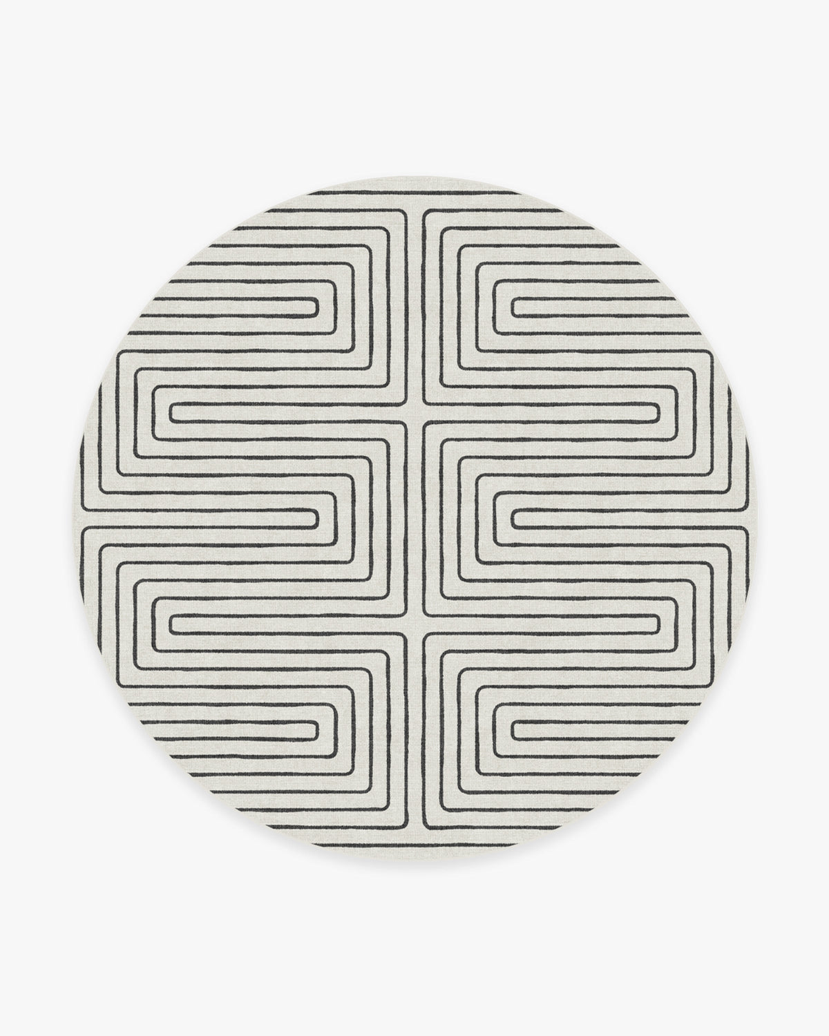 Labyrinth — Halı, Siyah Fildişi, ROUND, beyaz zemin, 8R