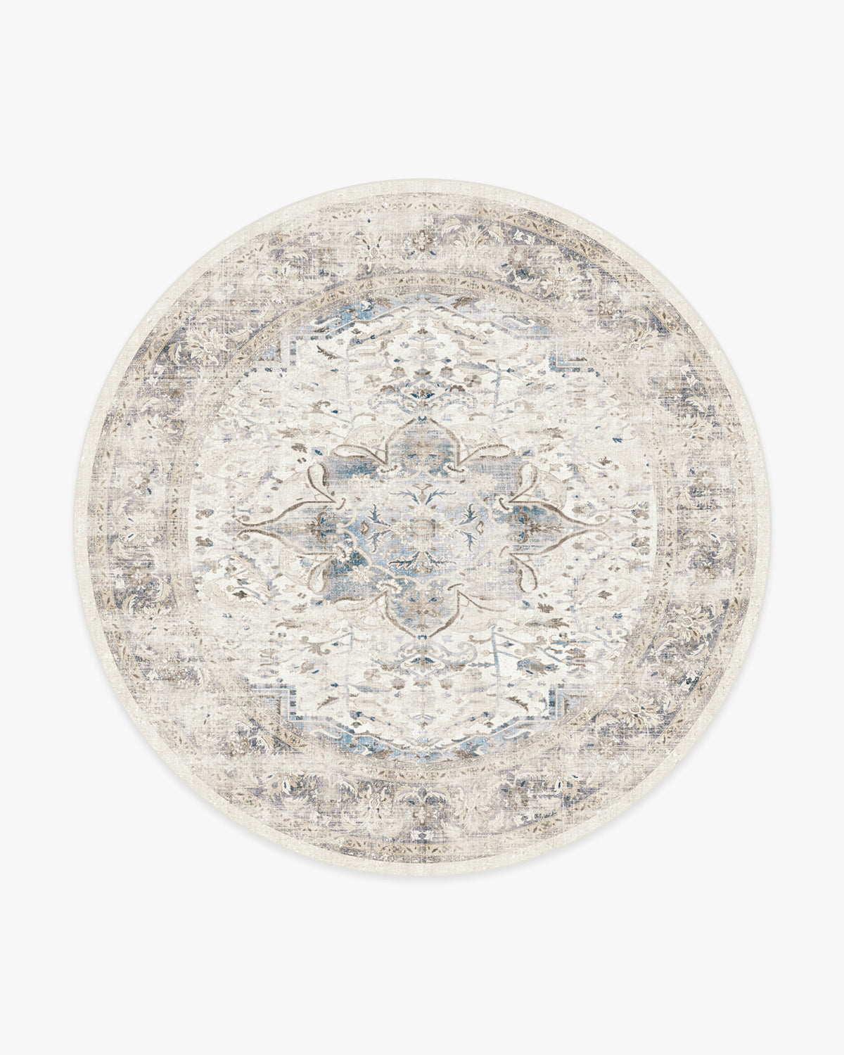 Sarrah — Halı, Quartz Mavi, ROUND, beyaz zemin, 8R
