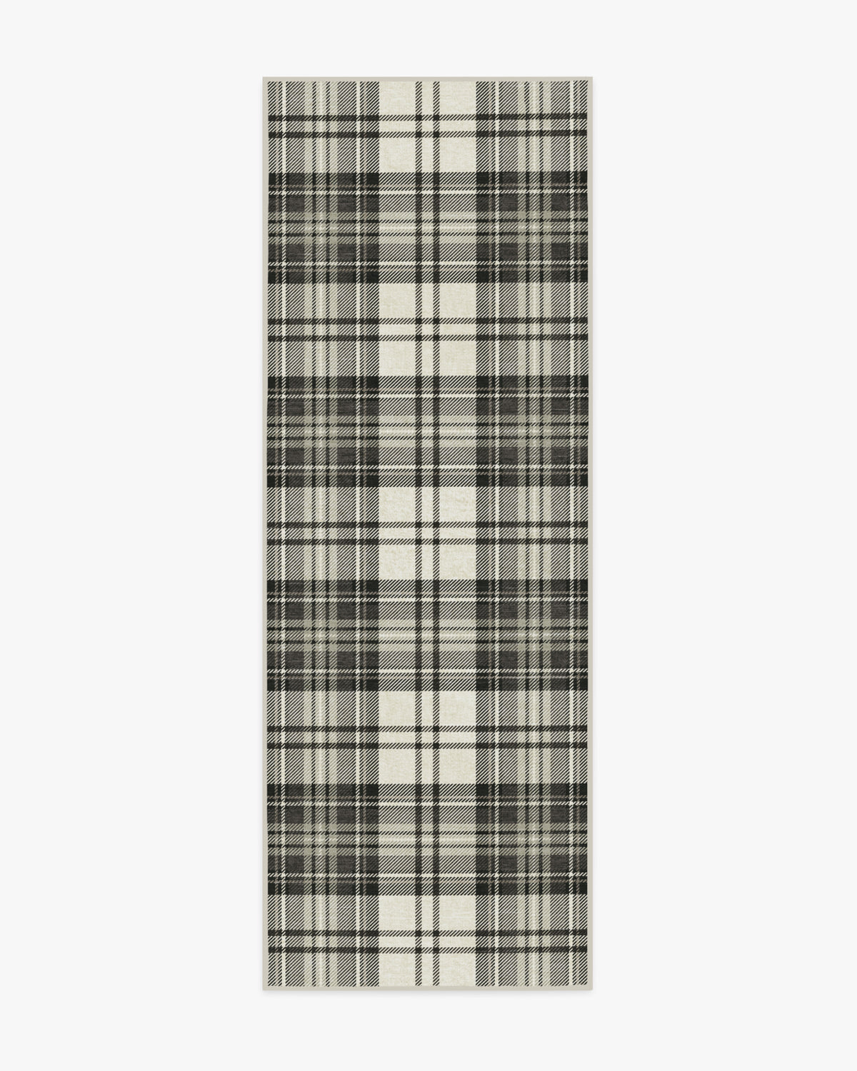 Dress Stewart Tartan — Halı, Siyah Fildişi, RUNNER, beyaz zemin, 2x7