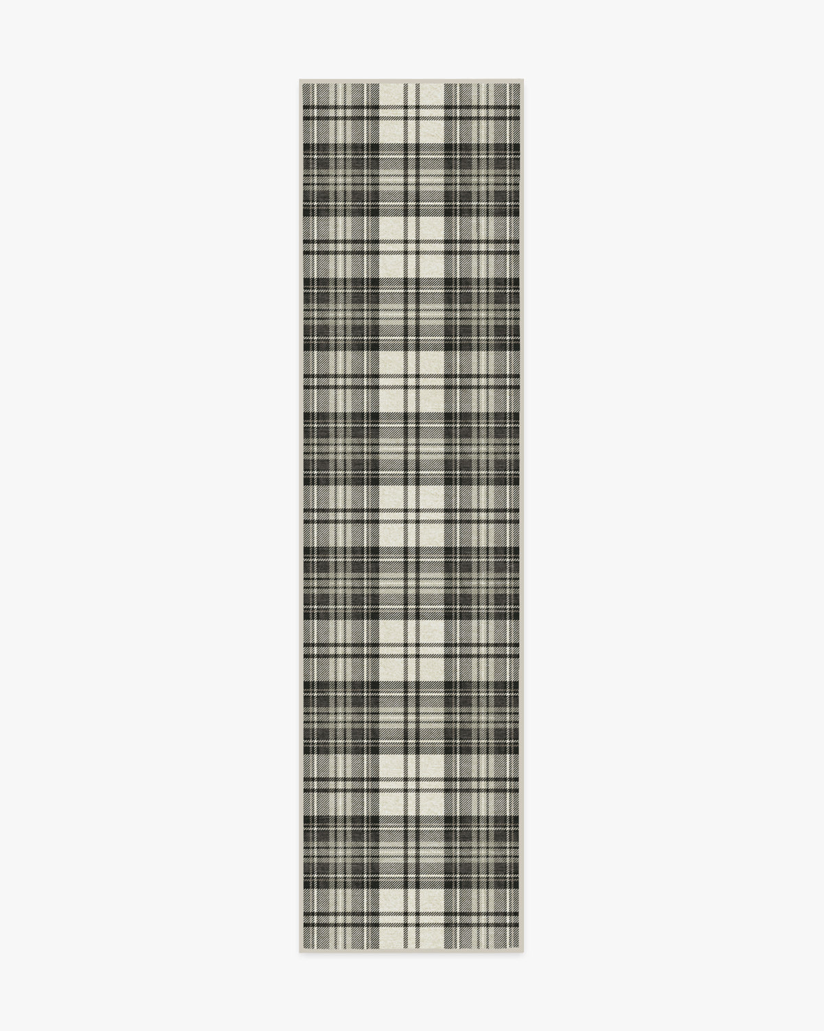 Dress Stewart Tartan — Halı, Siyah Fildişi, RUNNER, beyaz zemin, 2x10