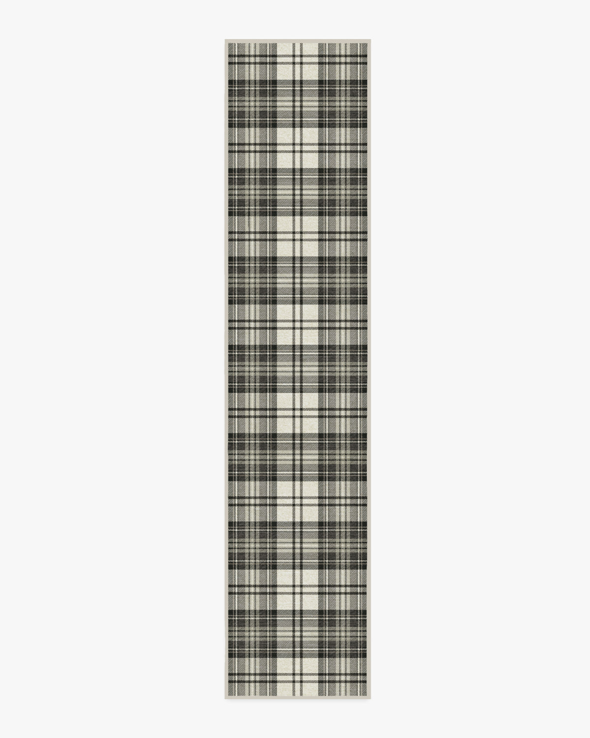 Dress Stewart Tartan — Halı, Siyah Fildişi, RUNNER, beyaz zemin, 2x12