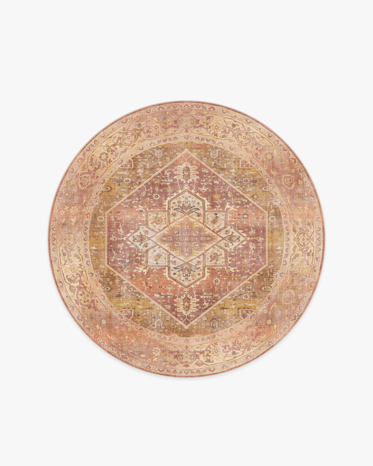Santiago — Halı, Mercan Altın, ROUND, beyaz zemin, 6R