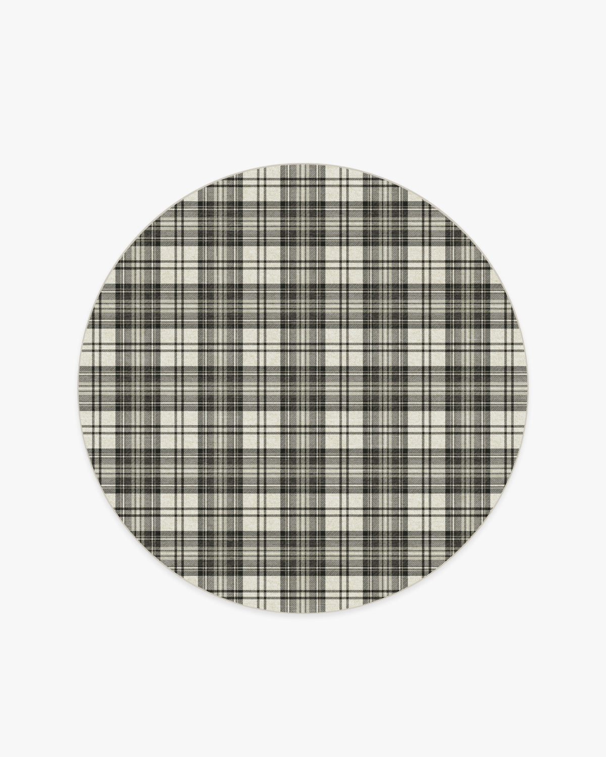 Dress Stewart Tartan — Halı, Siyah Fildişi, ROUND, beyaz zemin, 6R