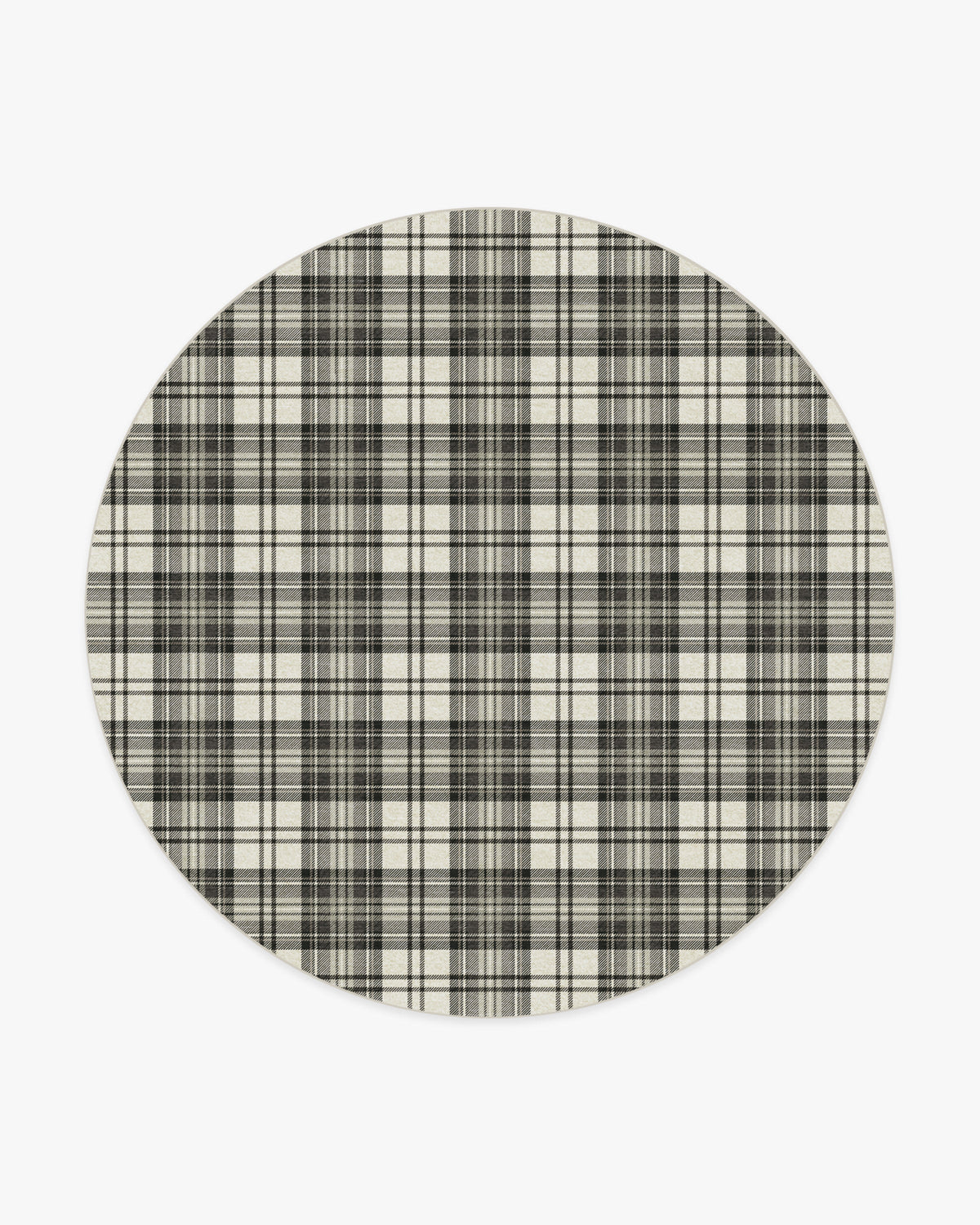 Dress Stewart Tartan — Halı, Siyah Fildişi, ROUND, beyaz zemin, 8R