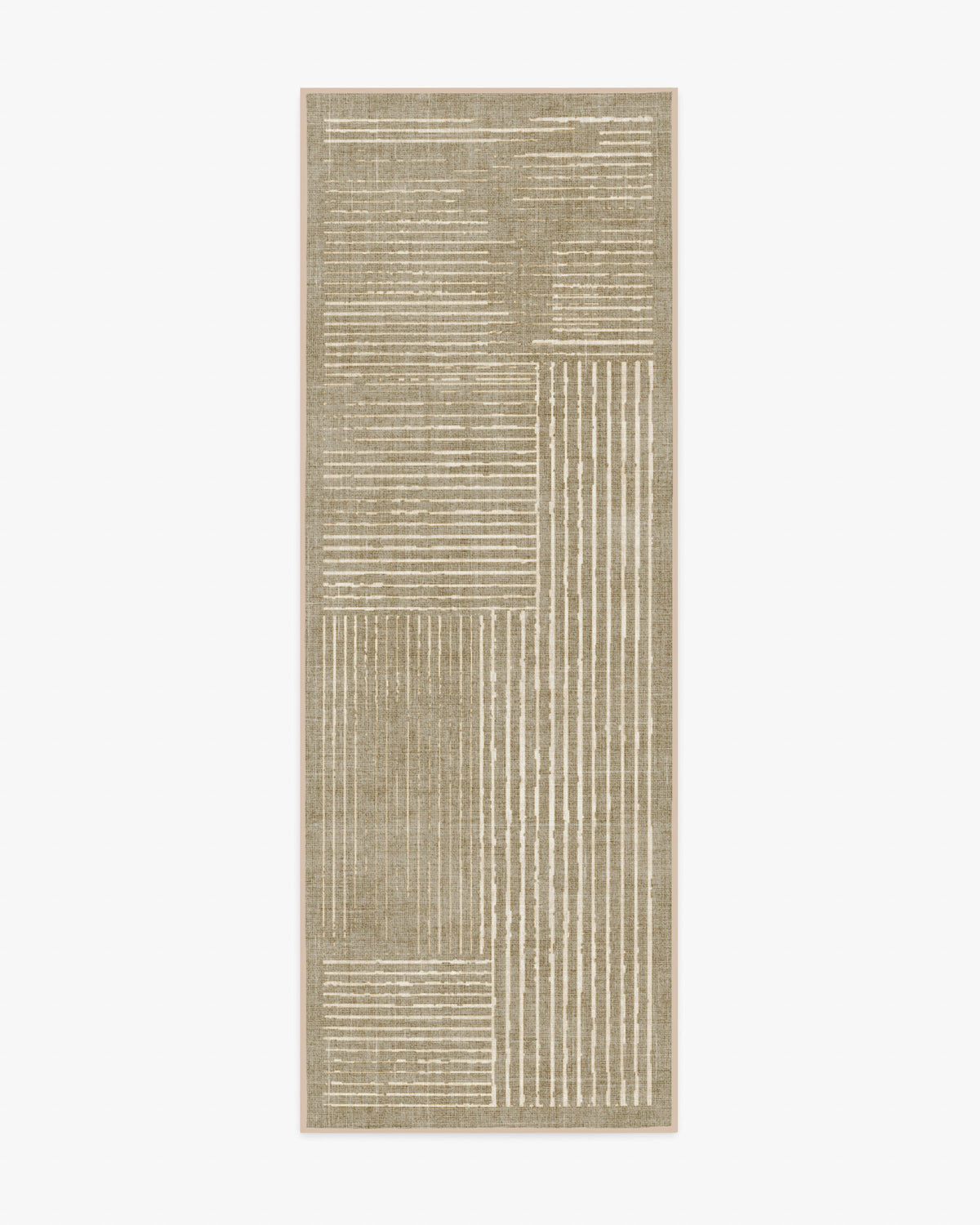 Linear Oasis — Halı, Warm Vizon, RUNNER, beyaz zemin, 2x7