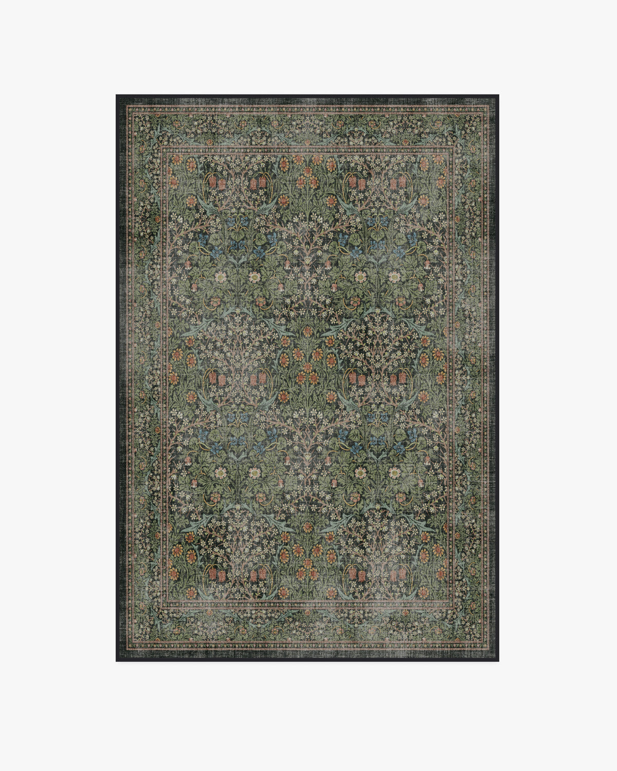Morris And Co Blackthorn — Halı, Orman Yeşili, AREA, beyaz zemin, 4x6