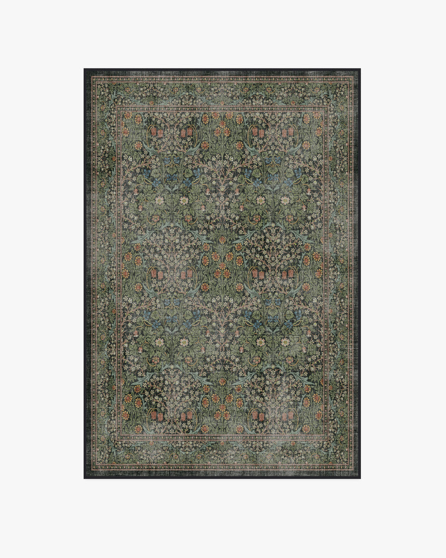 Morris And Co Blackthorn — Halı, Orman Yeşili, AREA, beyaz zemin, 4x6