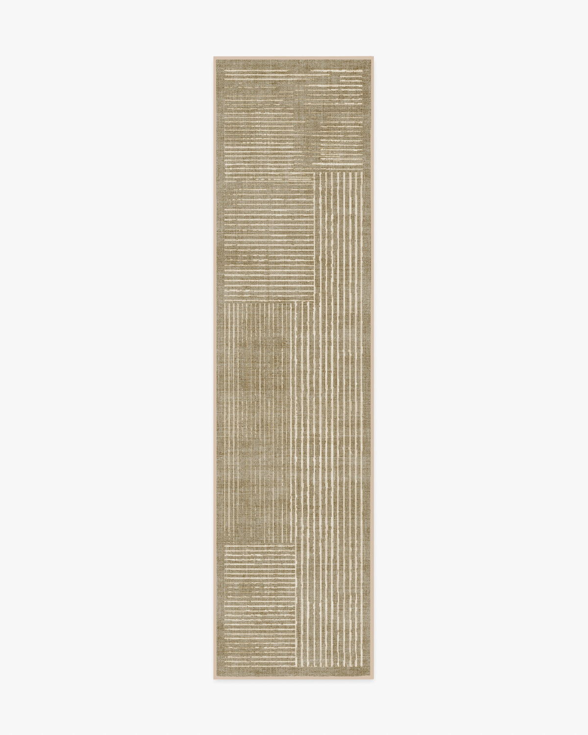 Linear Oasis — Halı, Warm Vizon, RUNNER, beyaz zemin, 2x10