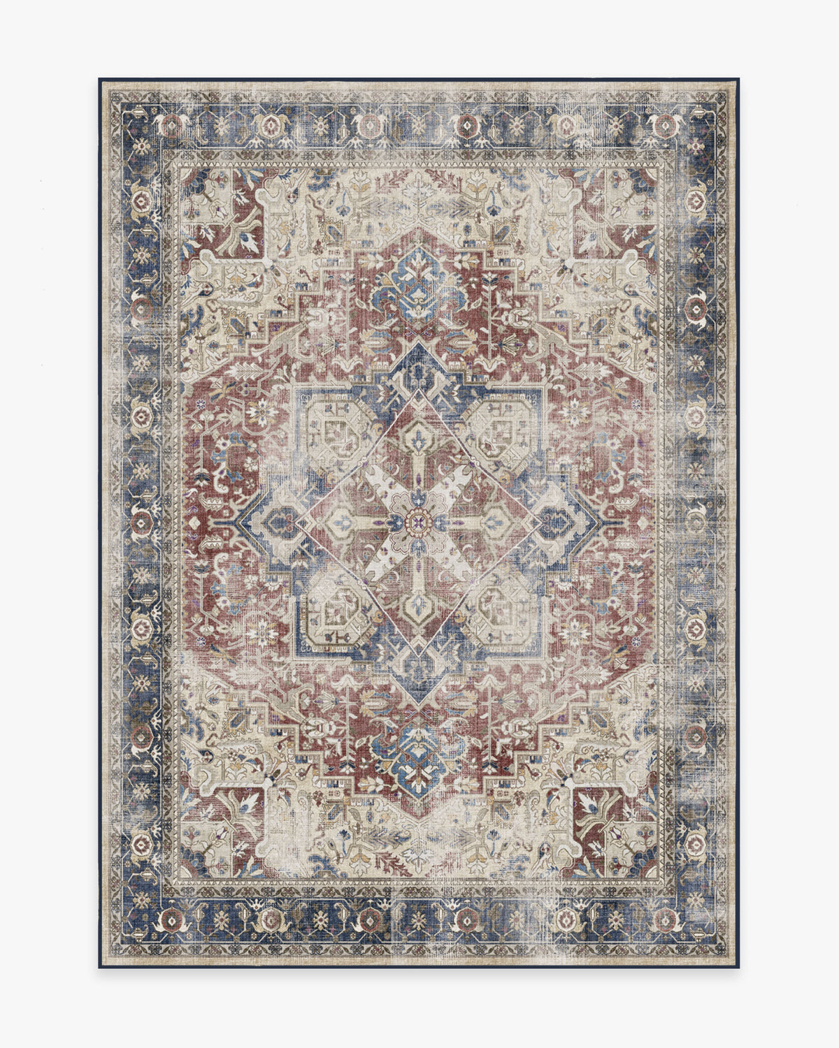 Kamran — Halı, Kraliyet Mavisi, AREA, beyaz zemin, 5x7