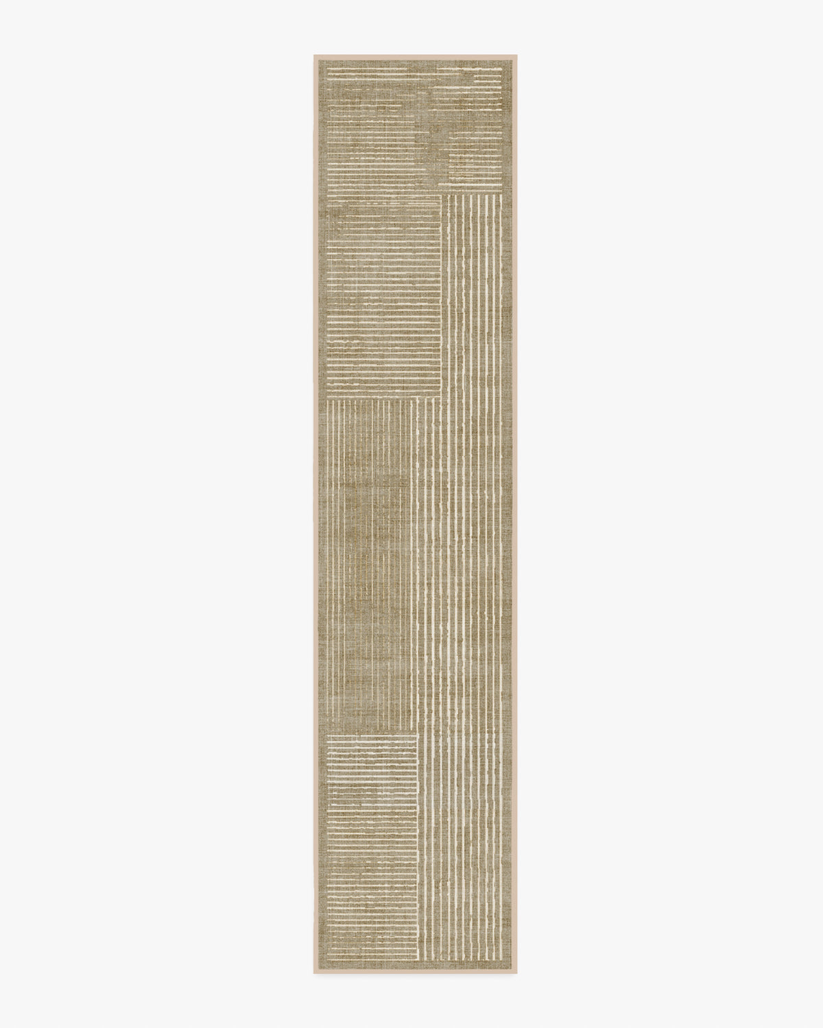 Linear Oasis — Halı, Warm Vizon, RUNNER, beyaz zemin, 2x12