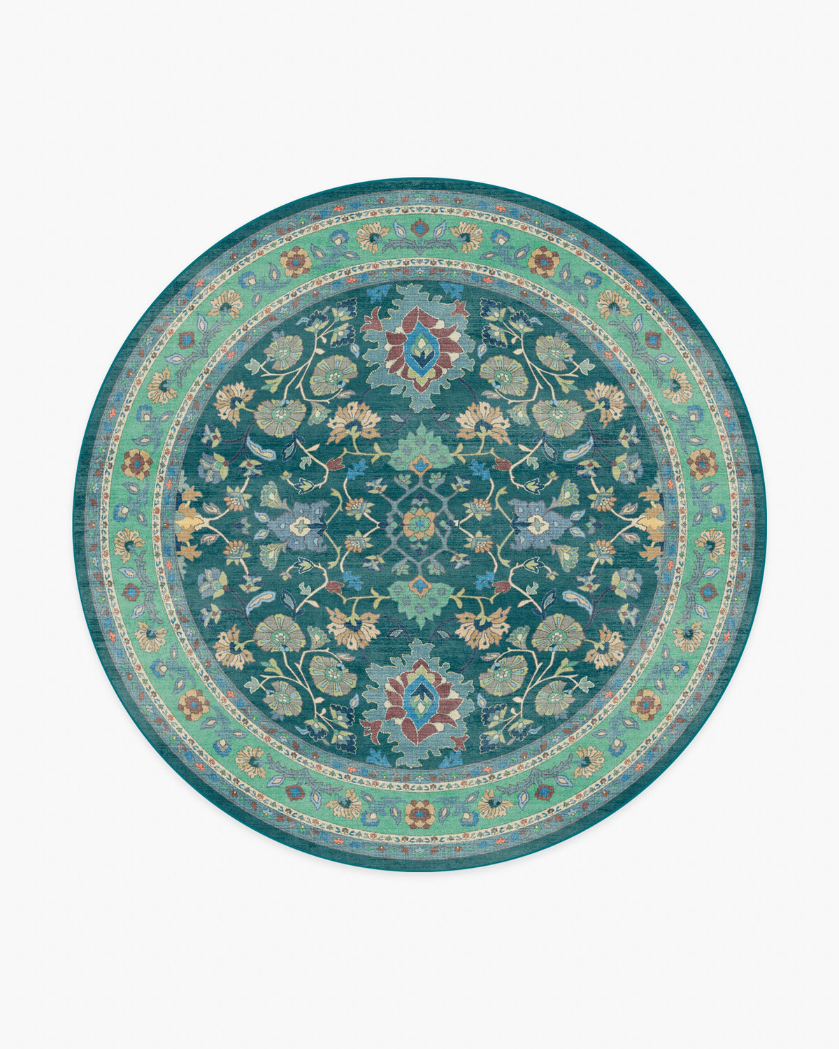 Calabria — Halı, Turkuaz, ROUND, beyaz zemin, 8R