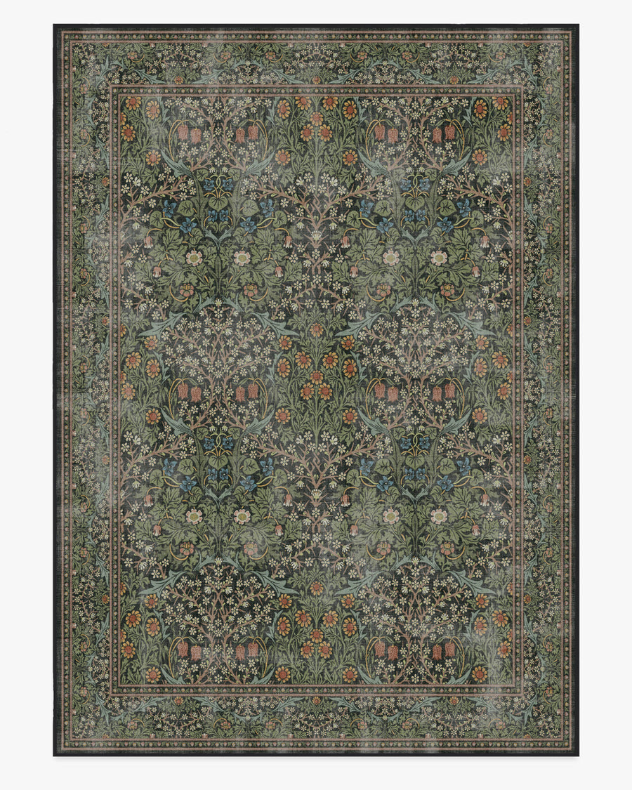 Morris And Co Blackthorn — Halı, Orman Yeşili, AREA, beyaz zemin, 10x14