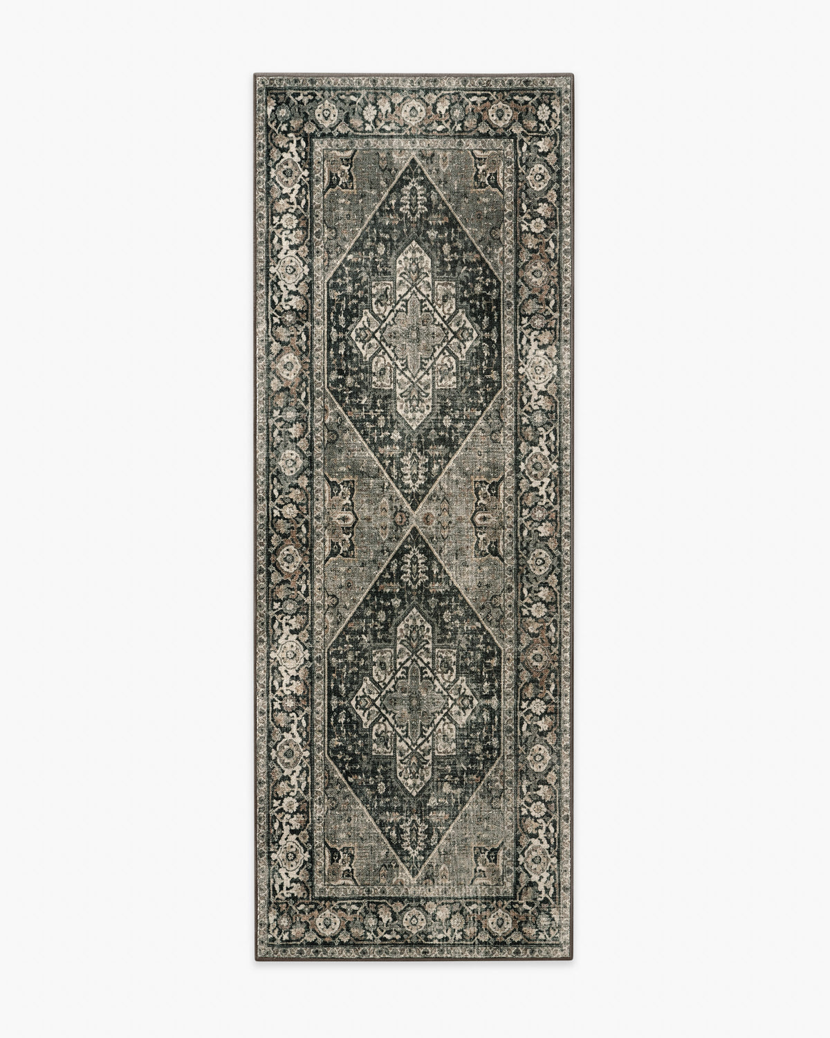 Santiago — Halı, Yumuşak Siyah, RUNNER, beyaz zemin, 2x7