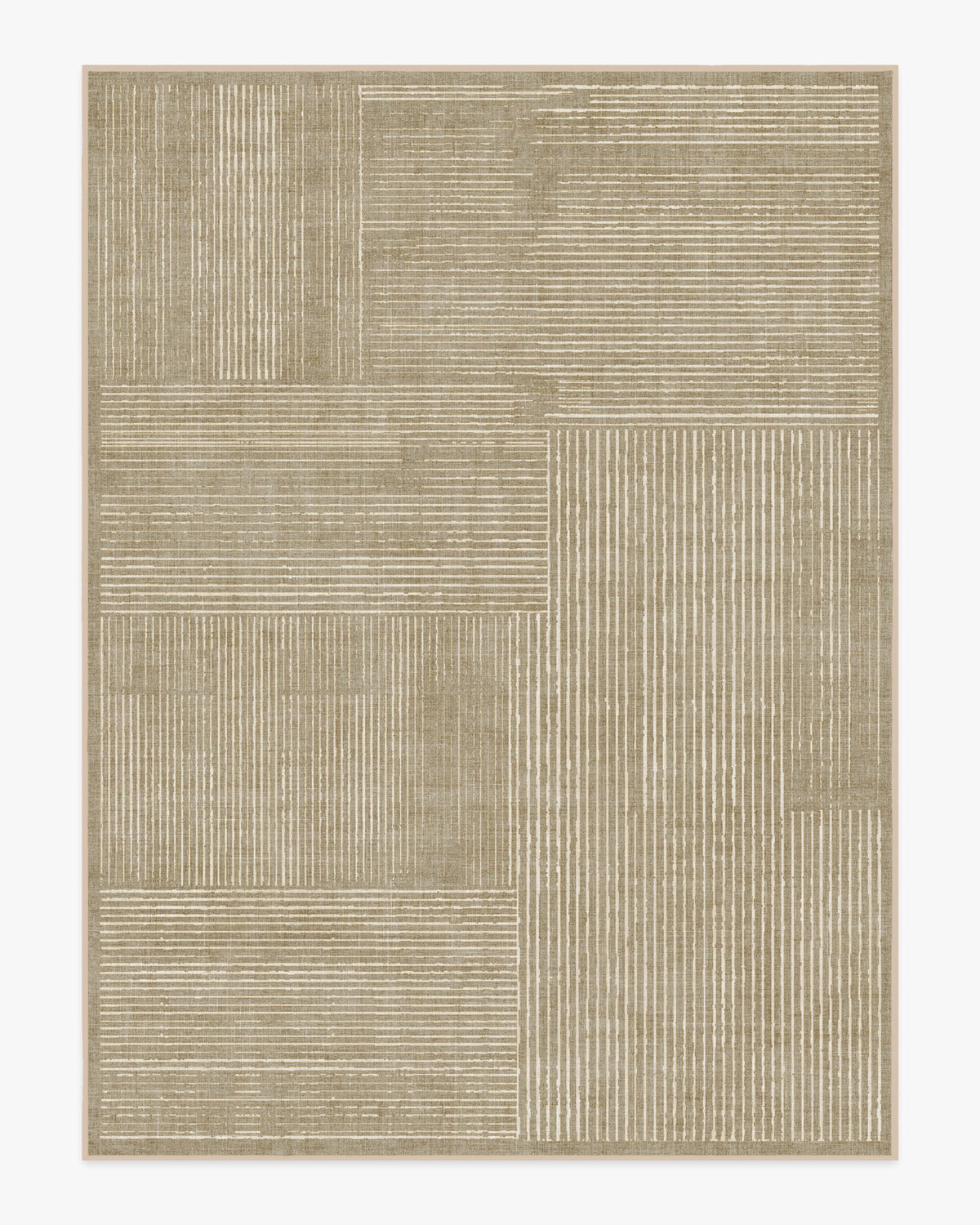 Linear Oasis — Halı, Warm Vizon, AREA, beyaz zemin, 9x12