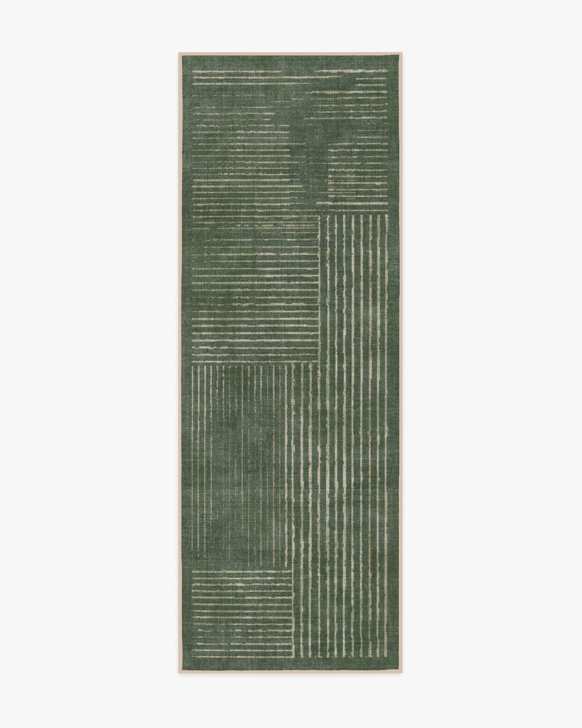 Linear Oasis — Halı, Yeşil, RUNNER, beyaz zemin, 2x7