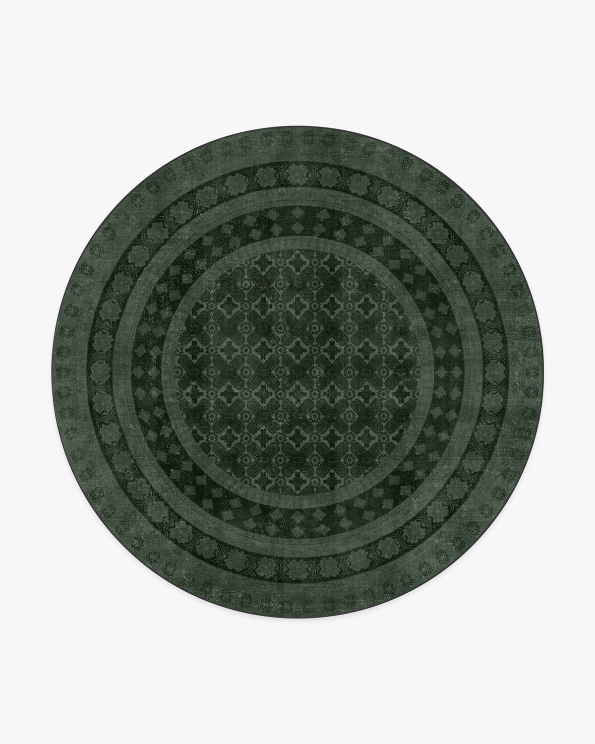 Cyrus — Halı, Orman Yeşili, ROUND, beyaz zemin, 8R