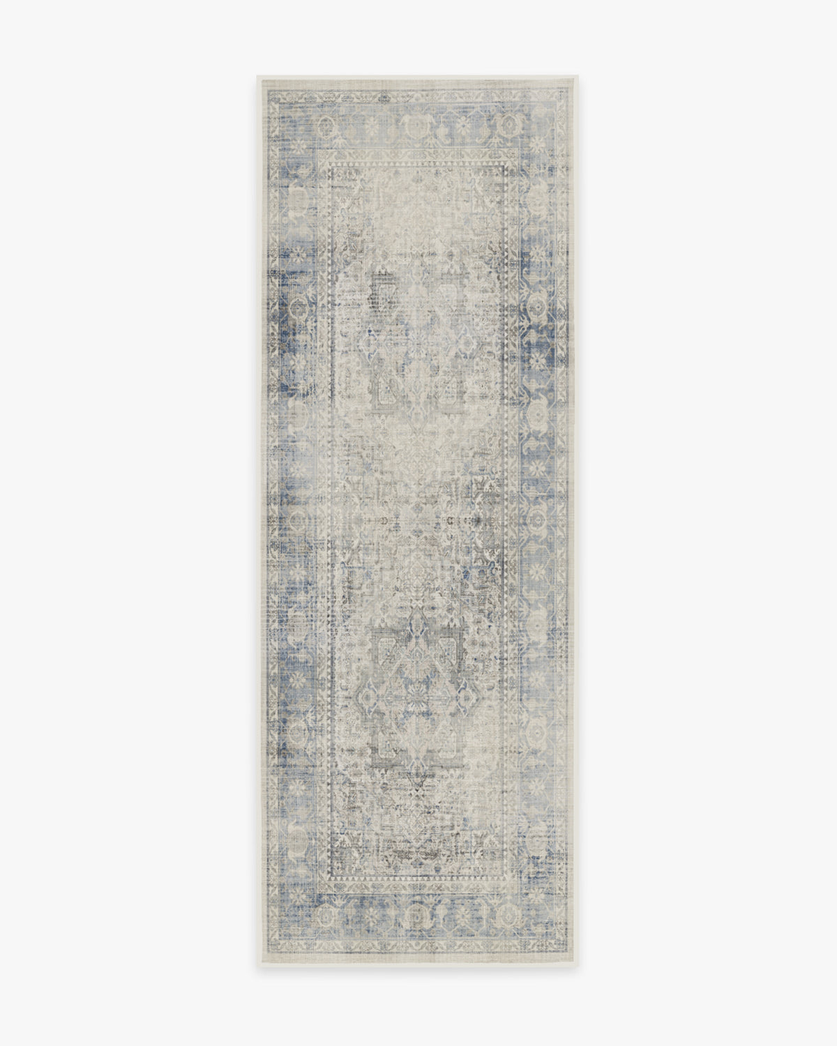 Kamran — Halı, Mavi Quartz, RUNNER, beyaz zemin, 2x7