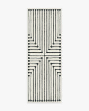 Inkdrop — Halı, Siyah Fildişi, RUNNER, beyaz zemin, 2x7