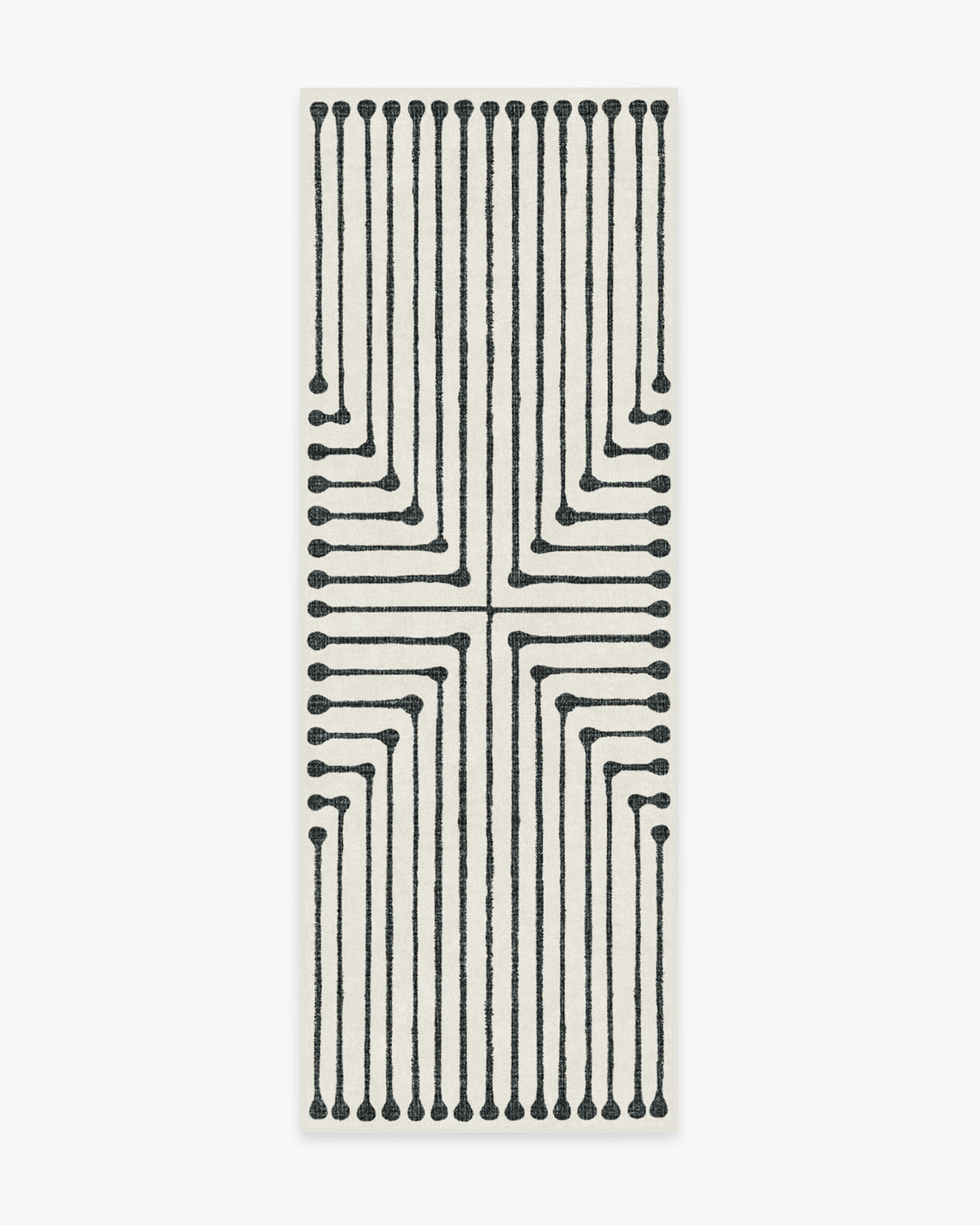 Inkdrop — Halı, Siyah Fildişi, RUNNER, beyaz zemin, 2x7