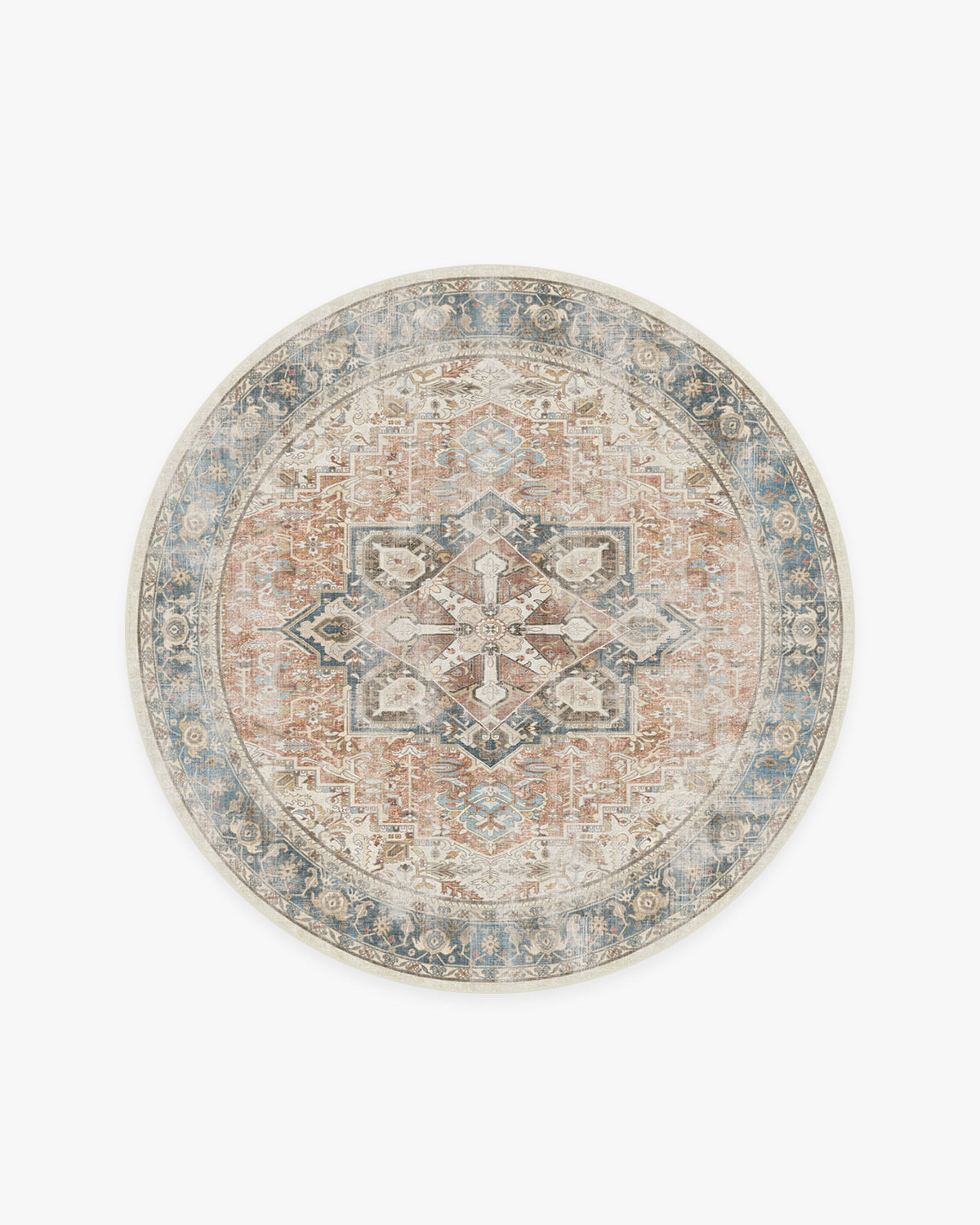 Kamran — Halı, Mercan, ROUND, beyaz zemin, 6R