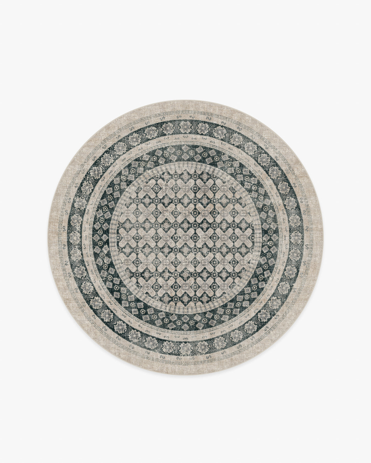 Cyrus — Halı, Vizon Soft Antrasit, ROUND, beyaz zemin, 6R