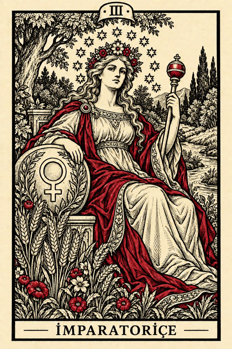 İmparatoriçe — dikey tarot tasarımı