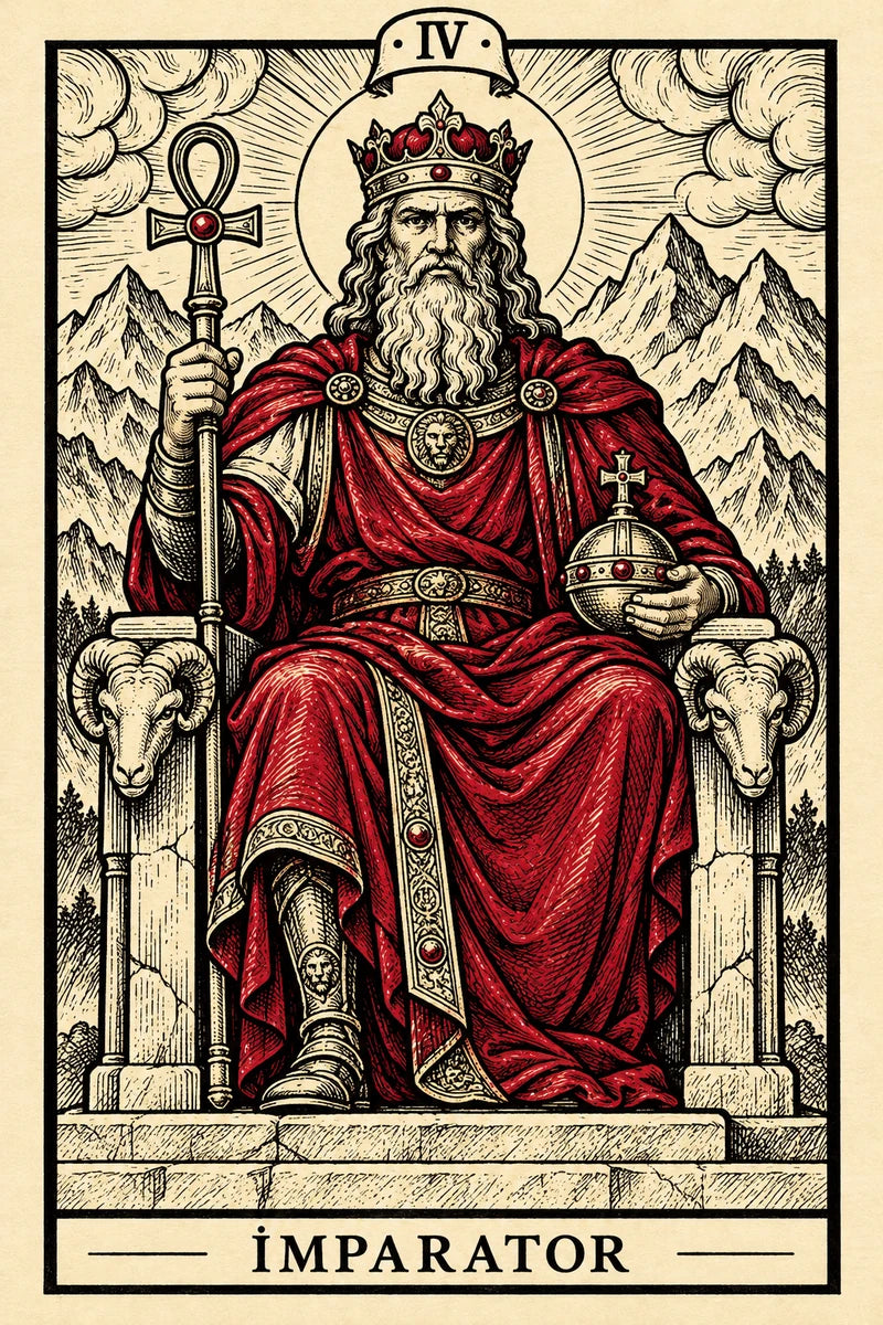 İmparator — dikey tarot tasarımı