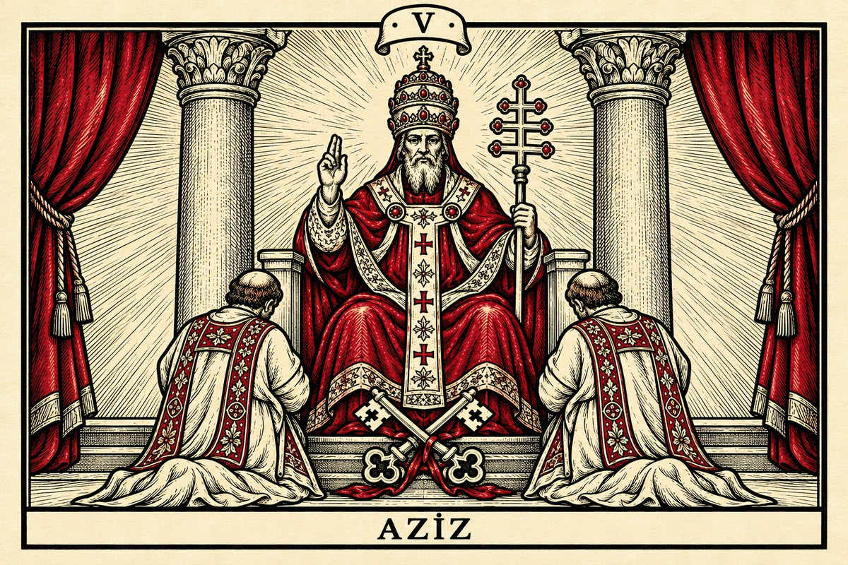 Aziz — yatay tarot tasarımı
