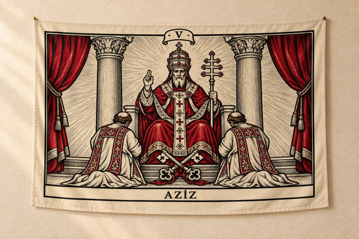 Aziz — yatay duvar örtüsü lifestyle görseli; kullanım örneği