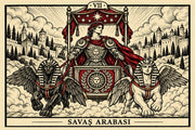 Savaş Arabası — yatay tarot tasarımı
