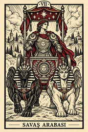 Savaş Arabası — dikey tarot tasarımı