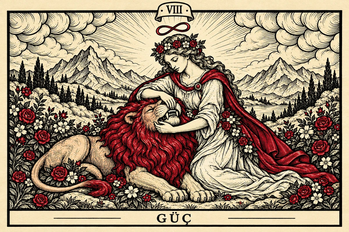 Güç — yatay tarot tasarımı