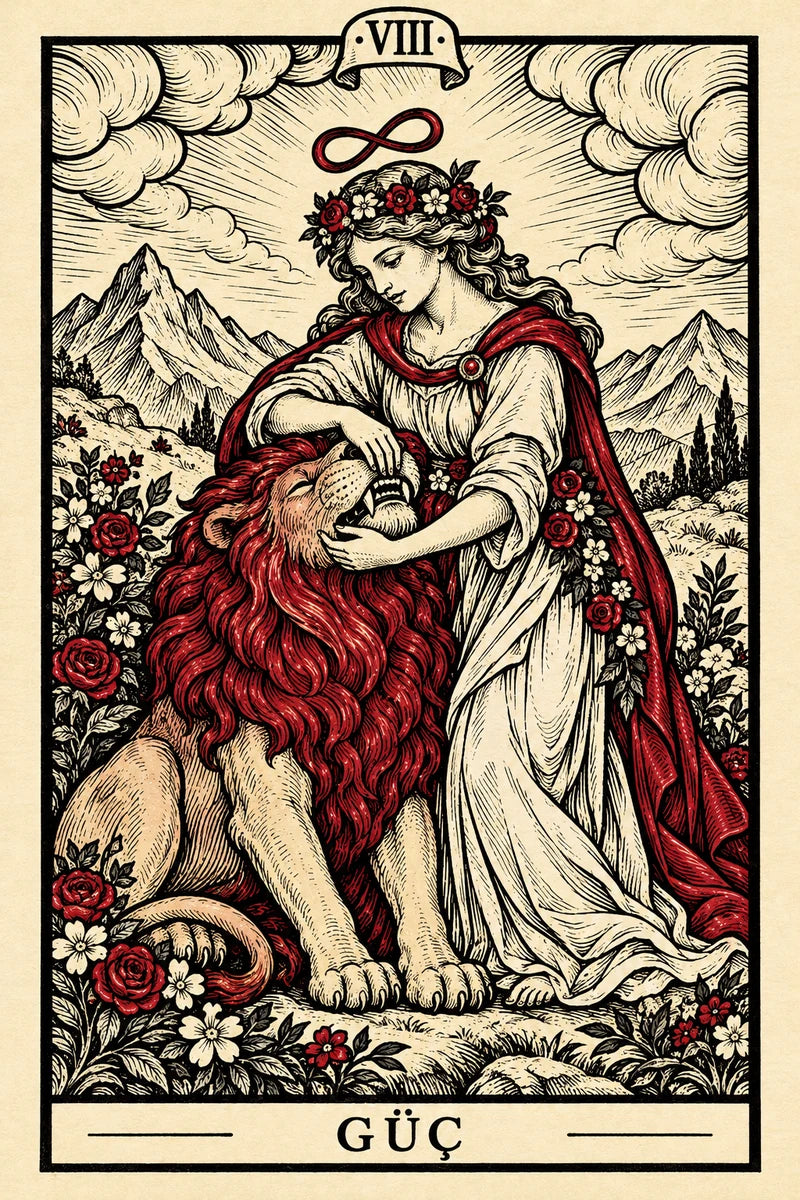 Güç — dikey tarot tasarımı