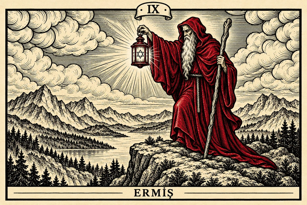 Ermiş — yatay tarot tasarımı