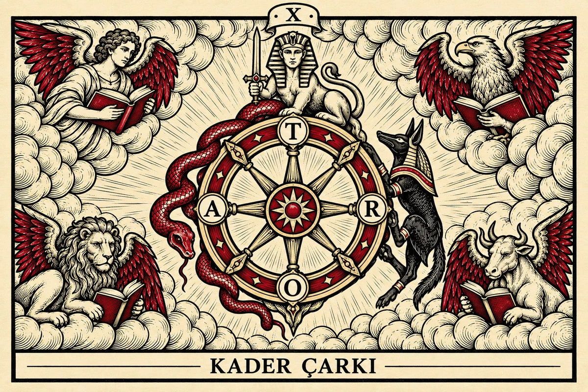 Kader Çarkı — yatay tarot tasarımı