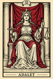 Adalet — dikey tarot tasarımı