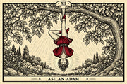 Asılan Adam — yatay tarot tasarımı