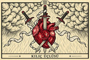 Kılıç Üçlüsü — yatay tarot tasarımı
