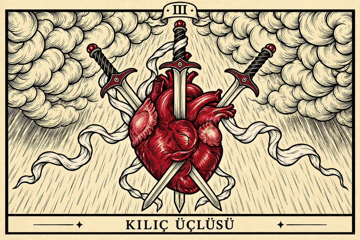 Kılıç Üçlüsü — yatay tarot tasarımı